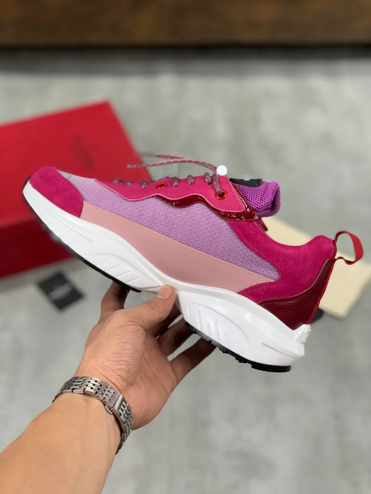 Valentino VLogo Chunky Sneaker Rosa y Blanco 6