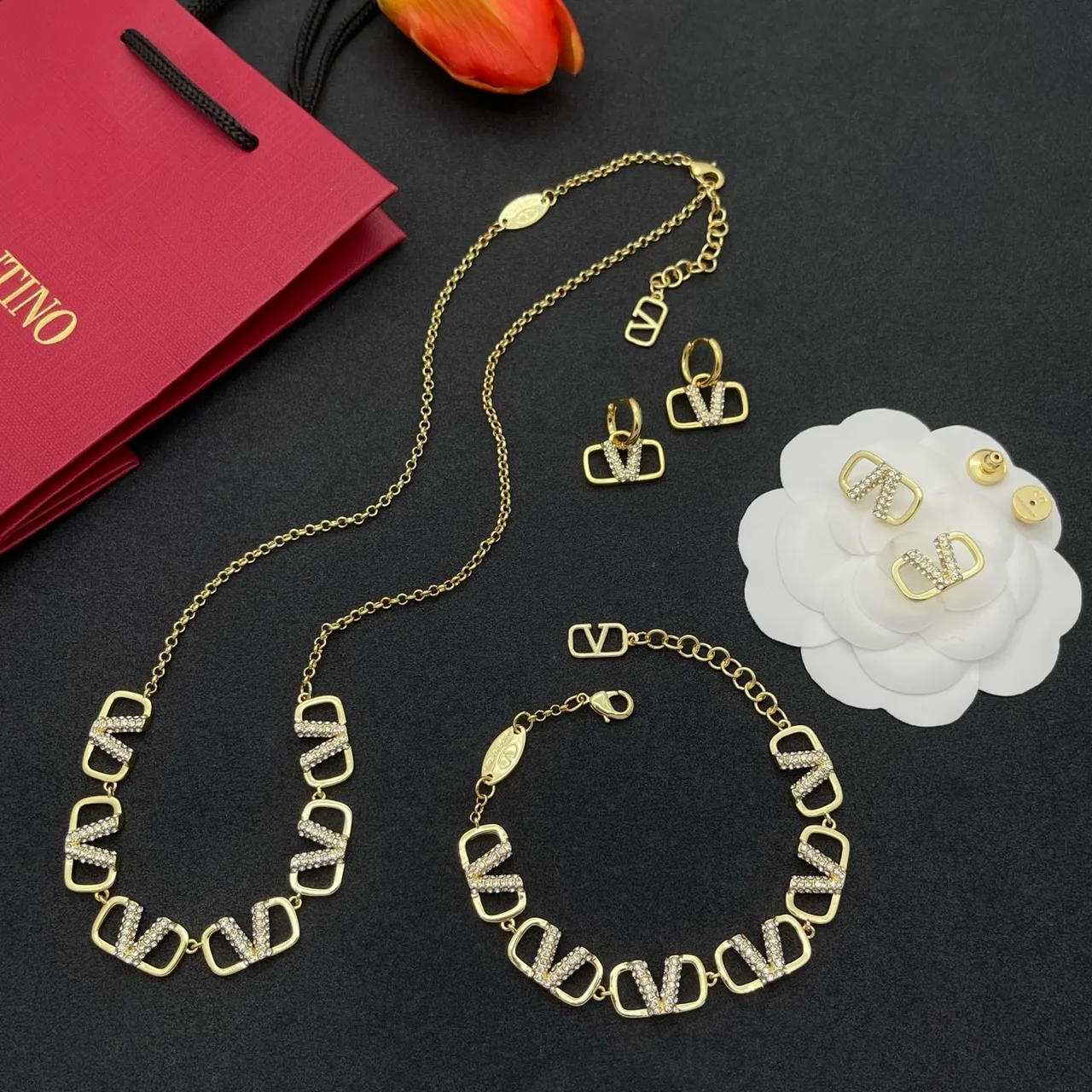 Valentino VLOGO Pavé Crystal Gold-Tone Link Bracelet 2