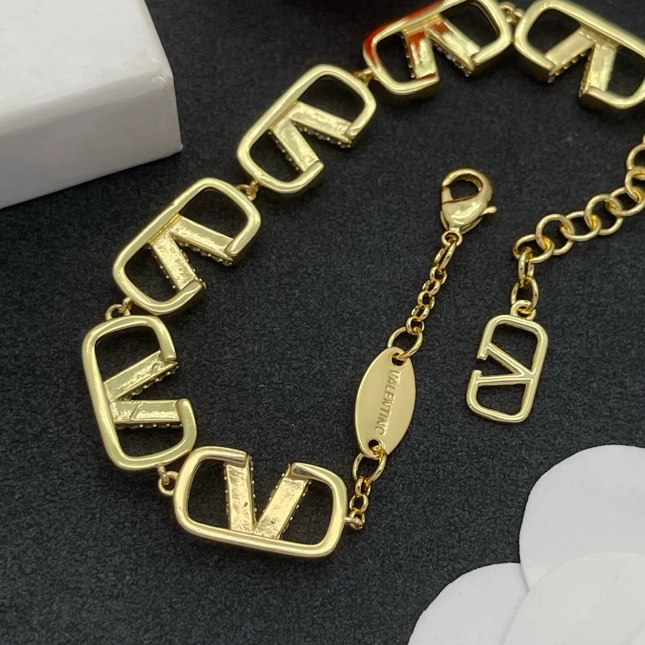 Valentino VLOGO Pavé Crystal Gold-Tone Link Bracelet 3