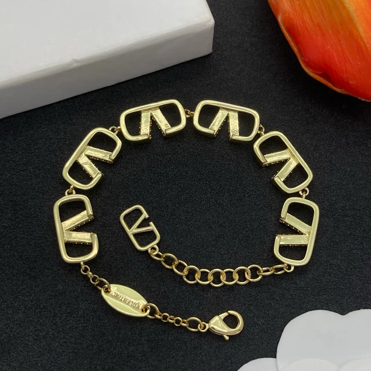 Valentino VLOGO Pavé Crystal Gold-Tone Link Bracelet 7