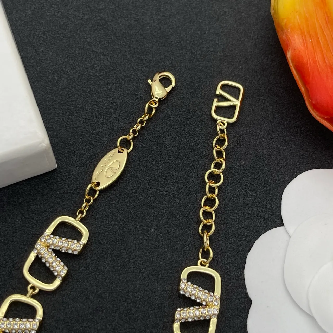 Valentino VLOGO Pavé Crystal Gold-Tone Link Bracelet 4