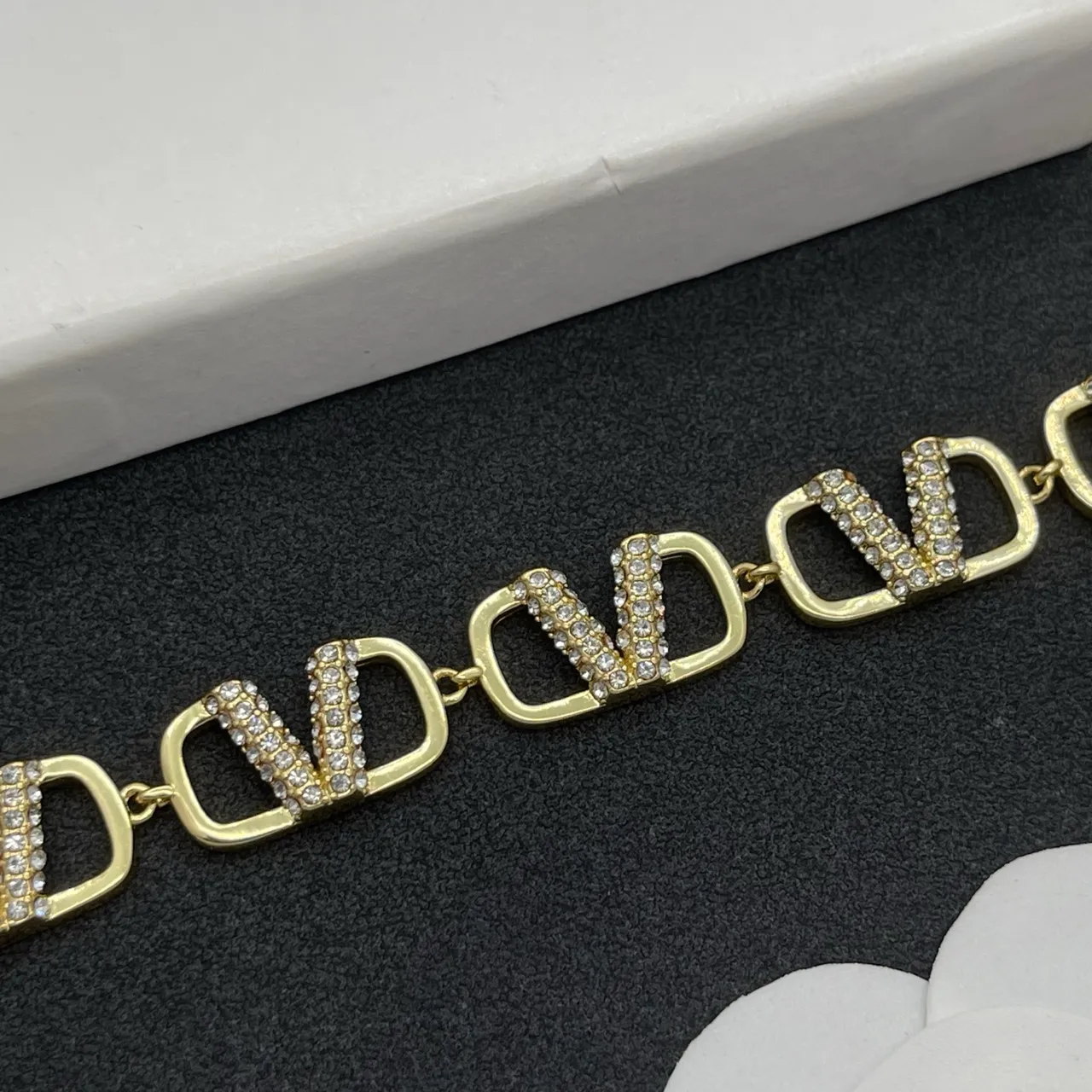 Valentino VLOGO Pavé Crystal Gold-Tone Link Bracelet 5
