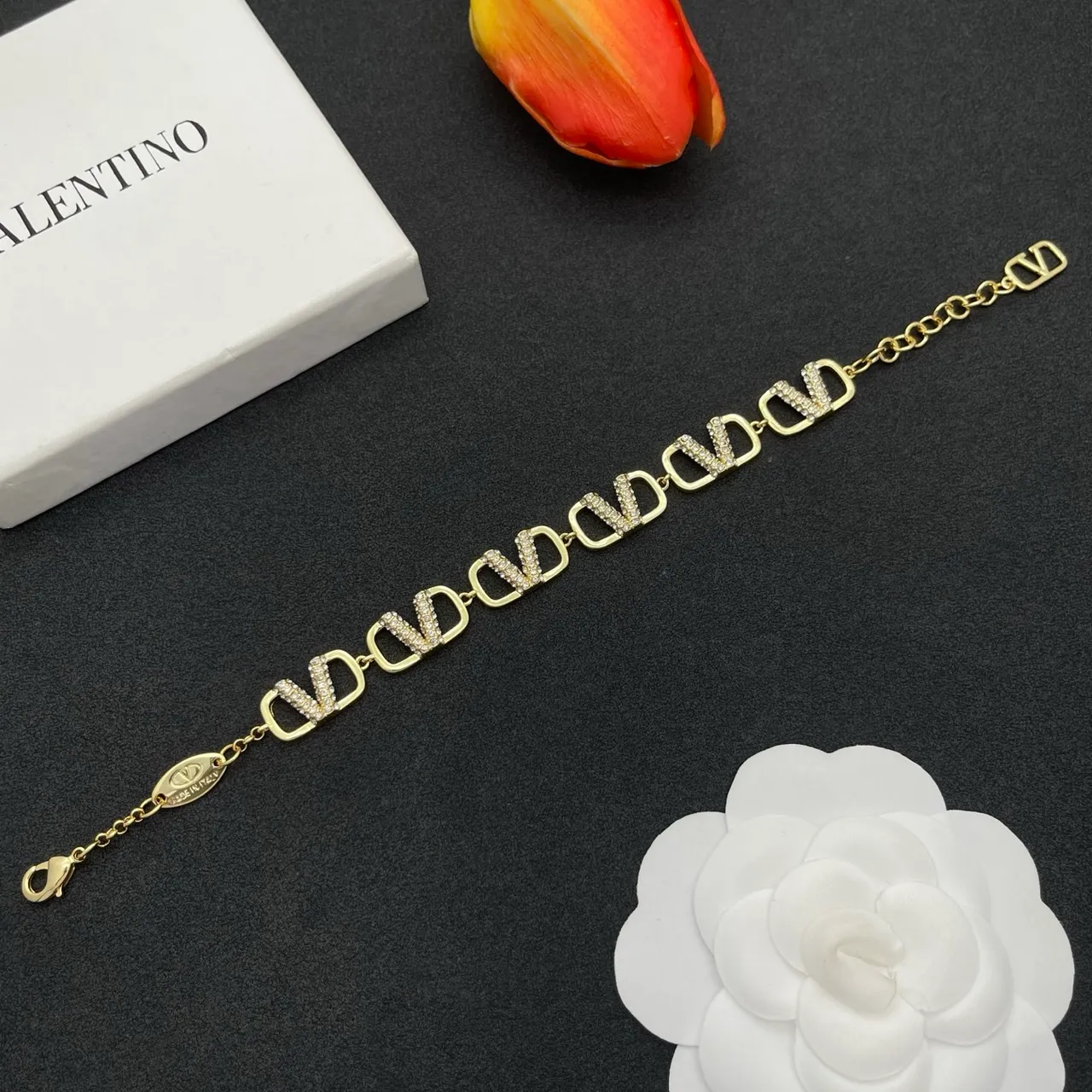Valentino VLOGO Pavé Crystal Gold-Tone Link Bracelet 6