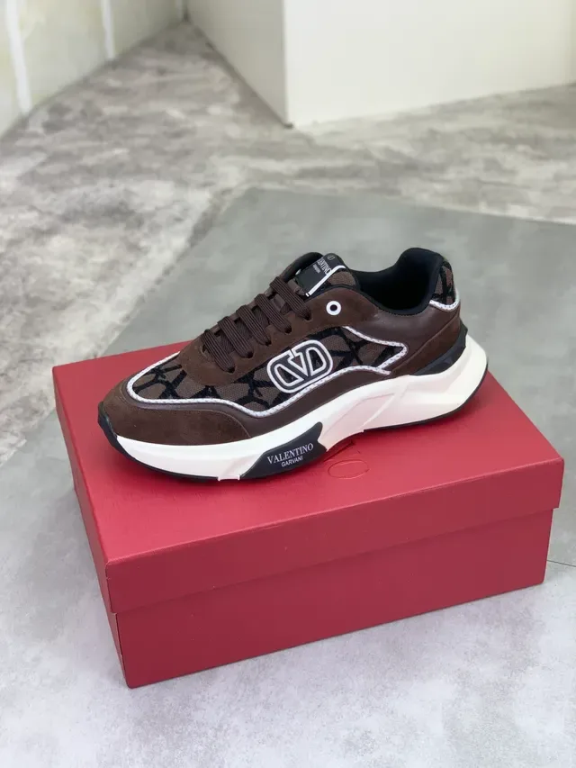 Valentino VLTN Brown Suede and Jacquard Chunky Sneakers 5