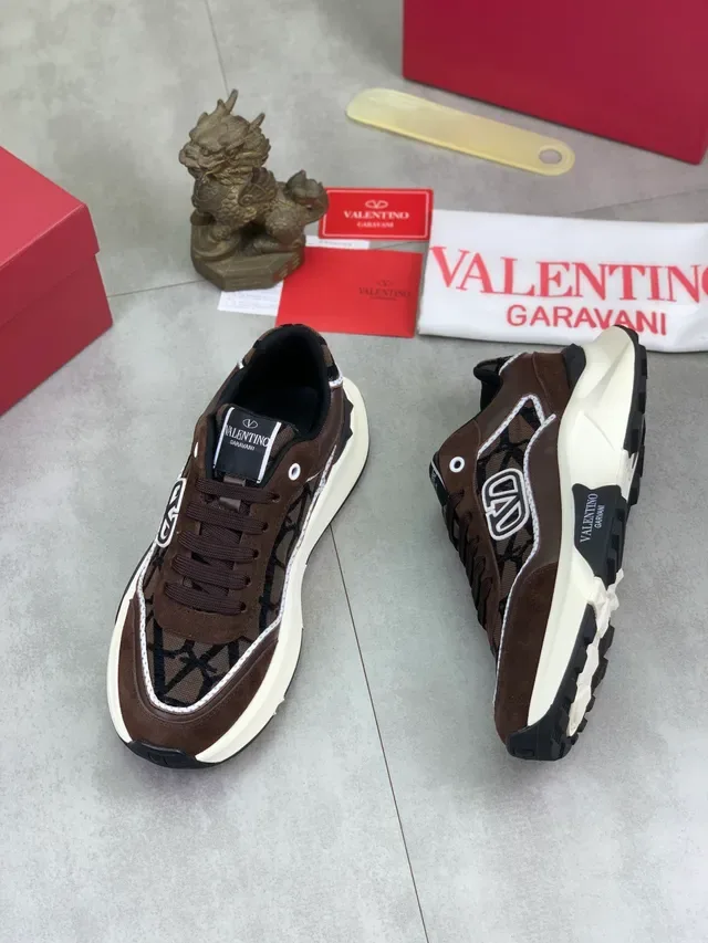 Valentino VLTN Brown Suede and Jacquard Chunky Sneakers 6