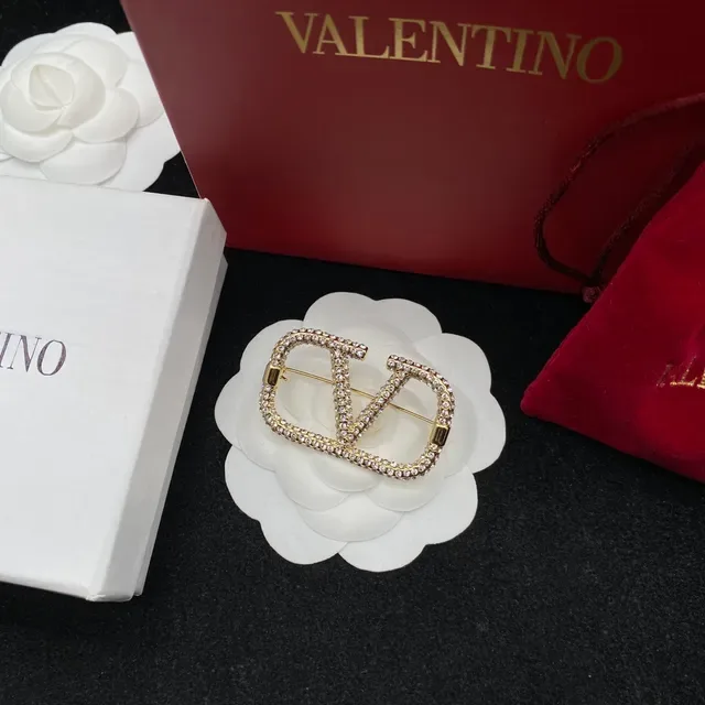 Valentino VLTN Pavé Crystal Gold-Tone Brooch 3