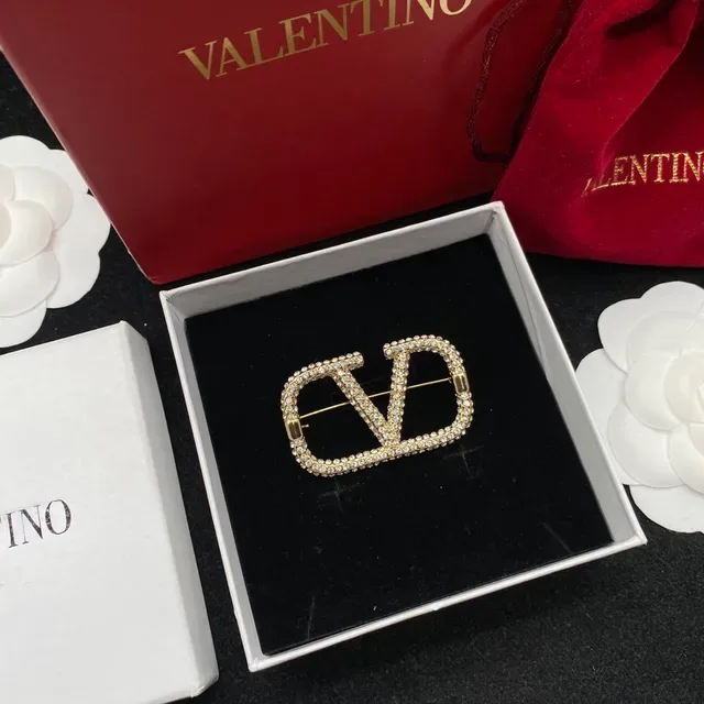 Valentino VLTN Pavé Crystal Gold-Tone Brooch 4