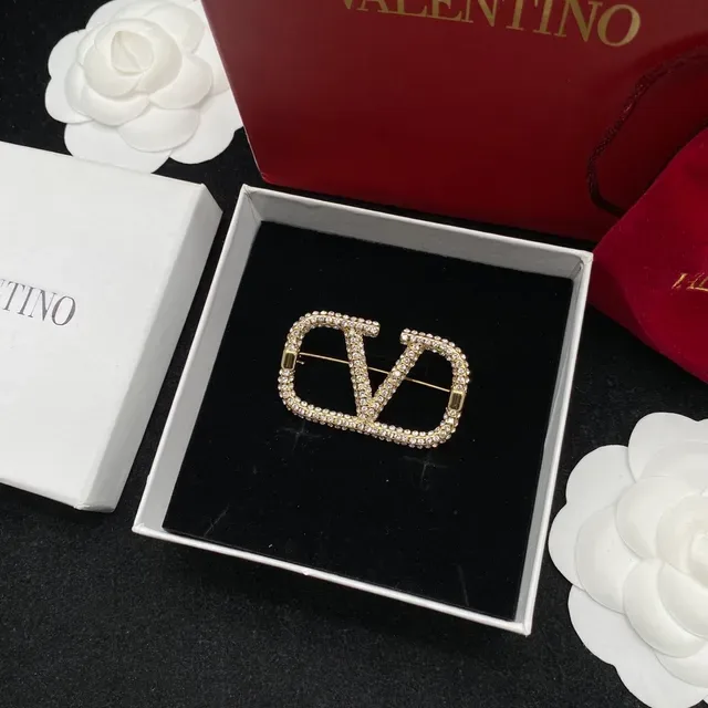 Valentino VLTN Pavé Crystal Gold-Tone Brooch 5