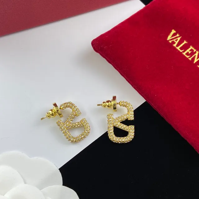 Valentino VLTN Pavé Crystal Logo Stud Earrings 5