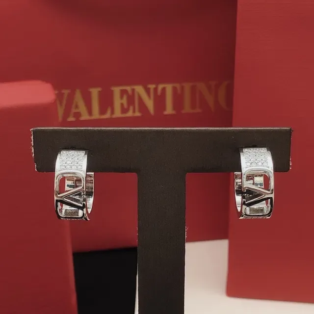 Valentino VLTN Pavé Crystal Open Hoop Earrings 2