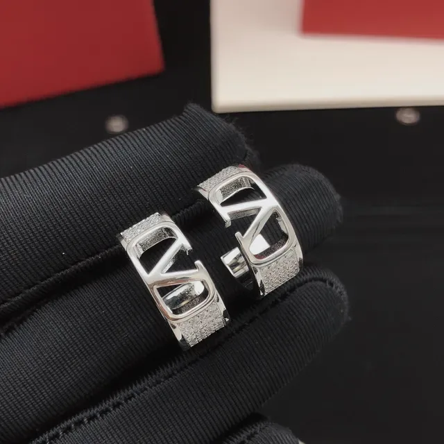 Valentino VLTN Pavé Crystal Open Hoop Earrings 4