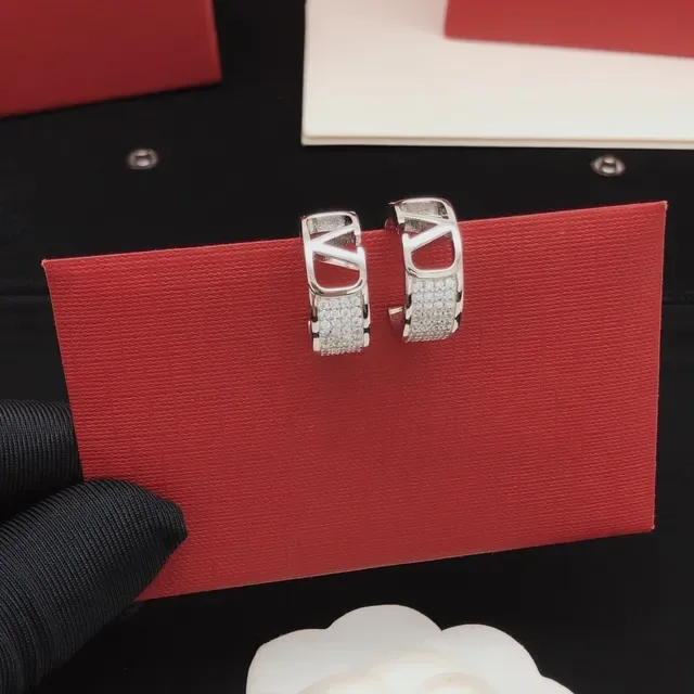 Valentino VLTN Pavé Crystal Open Hoop Earrings 5