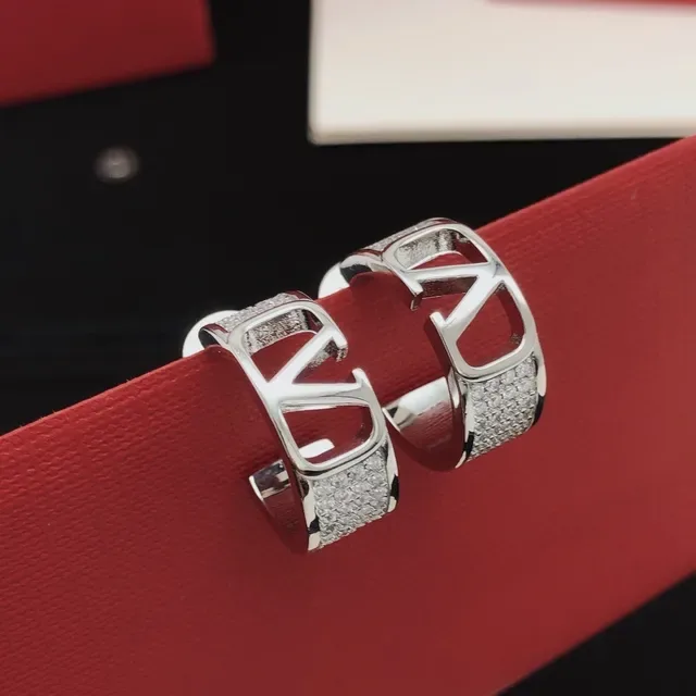 Valentino VLTN Pavé Crystal Open Hoop Earrings 6