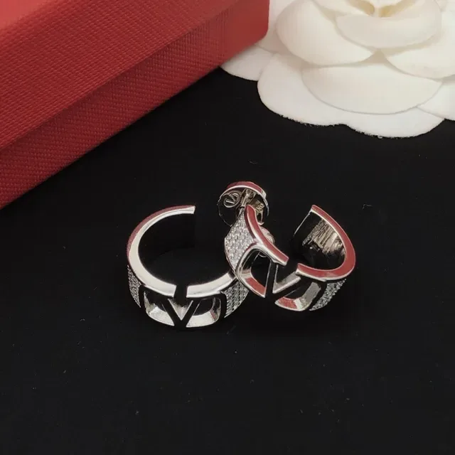 Valentino VLTN Pavé Crystal Open Hoop Earrings 7