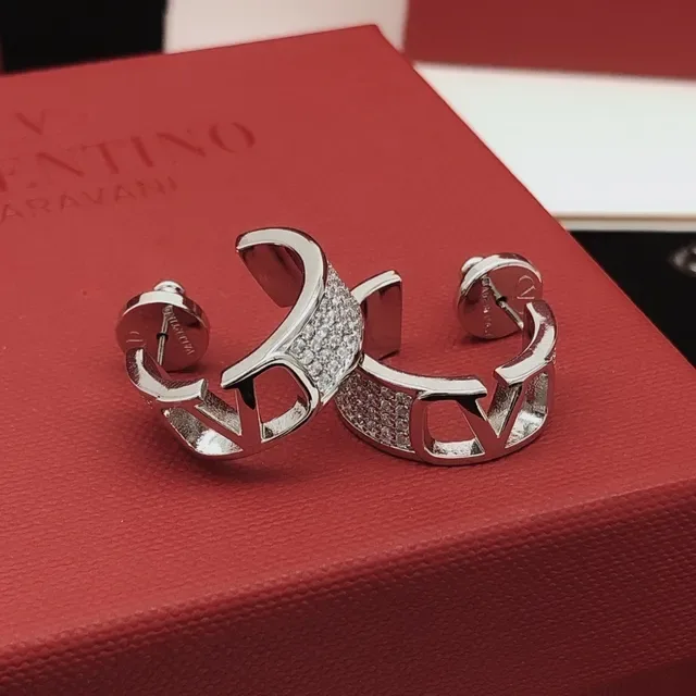 Valentino VLTN Pavé Crystal Open Hoop Earrings 8