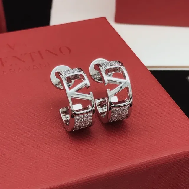 Valentino VLTN Pavé Crystal Open Hoop Earrings 9