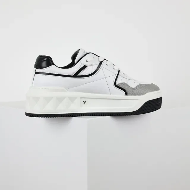 Valentino Tênis Lifestyle Branco e Cinza Low-Top com Sola de Plataforma 7