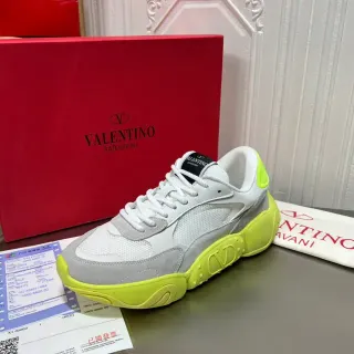 Valentino Blanco y Verde Suela Chunky Upper Hybrid Mesh-Suede Zapatillas Lifestyle