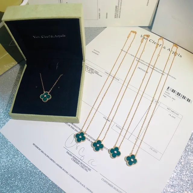 Van Cleef & Arpels Alhambra Colar de Malaquita e Diamante Trébol de Quatro Folhas 5