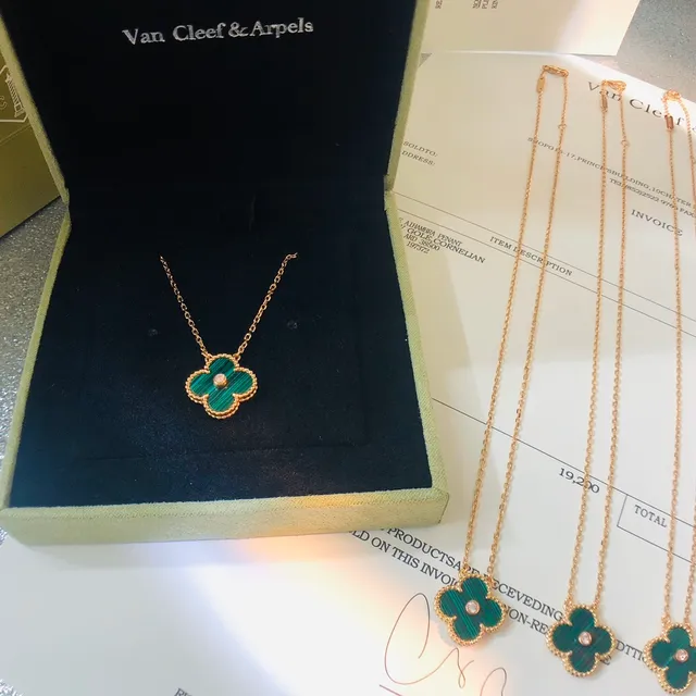 Van Cleef & Arpels Alhambra Colar de Malaquita e Diamante Trébol de Quatro Folhas 6