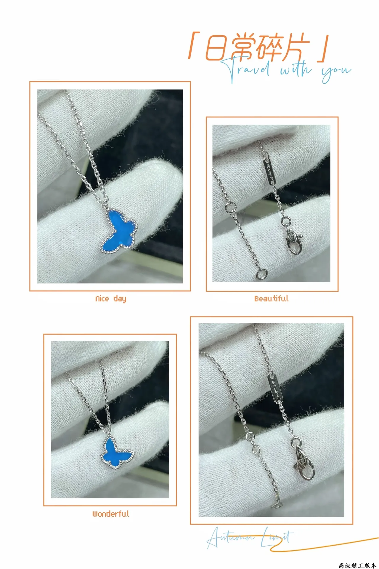 Van Cleef & Arpels Papillon নীল ইনামেল প্রজাপতি পেন্ডেন্ট মালা 2