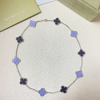 Van Cleef & Arpels Alhambra Lavender and Navy Blue Clover Necklace