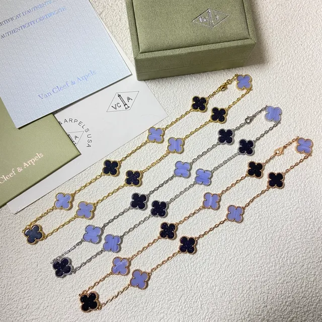 Van Cleef & Arpels Alhambra 薰衣草和海军蓝三叶草项链 6