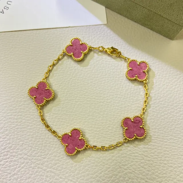 चार पत्तों का क्लोवर ब्रेसलेट Van Cleef & Arpels Alhambra पिंक इनेमेल 2