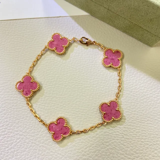चार पत्तों का क्लोवर ब्रेसलेट Van Cleef & Arpels Alhambra पिंक इनेमेल 3