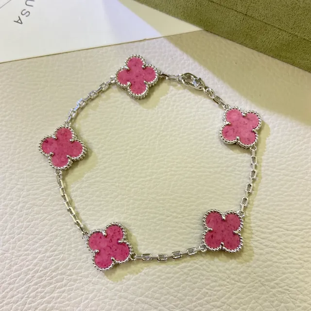 चार पत्तों का क्लोवर ब्रेसलेट Van Cleef & Arpels Alhambra पिंक इनेमेल 4