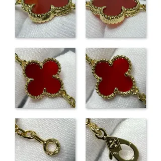 Van Cleef & Arpels Alhambra Red Enamel Four-Leaf Clover Necklace