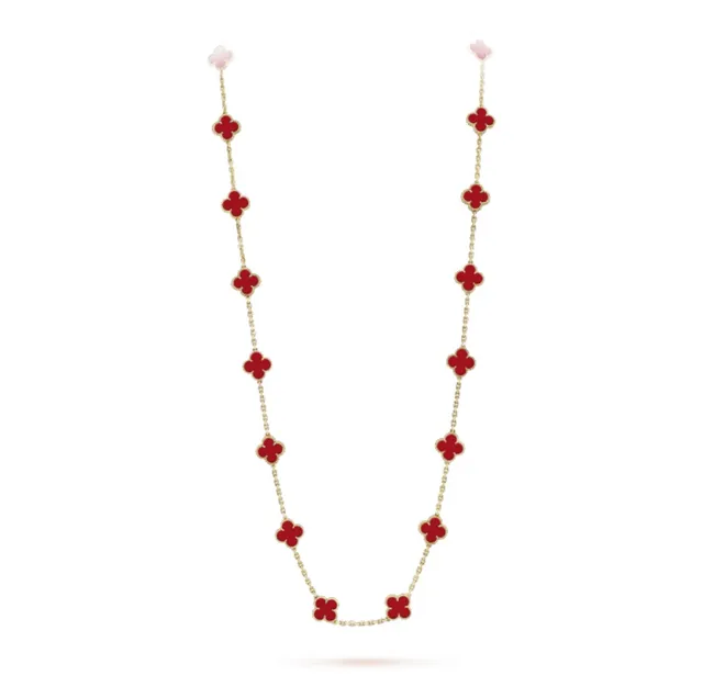Van Cleef & Arpels Alhambra Collier en Émail Rouge Trèfle à Quatre Feuilles 4