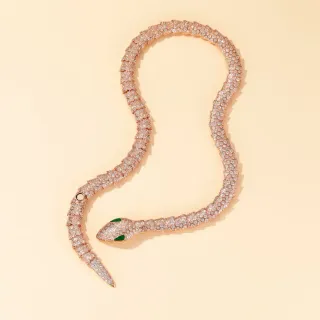 Van Cleef & Arpels Serpent Bohème Pavé Diamond Rose Gold Snake Necklace