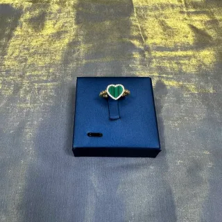 Van Cleef & Arpels Sweet Alhambra Heart Malachite and Diamond Ring