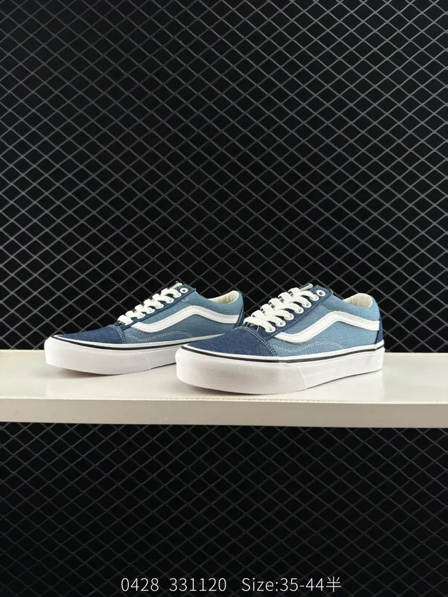Vans Old Skool أحذية سكيت بورد دينيم أزرق وأبيض 3