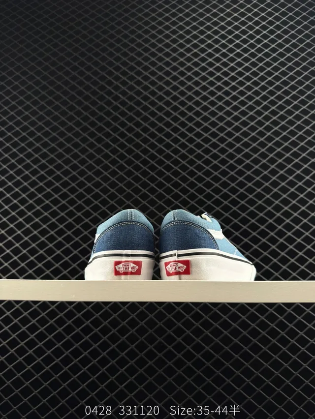 Vans Old Skool أحذية سكيت بورد دينيم أزرق وأبيض 4