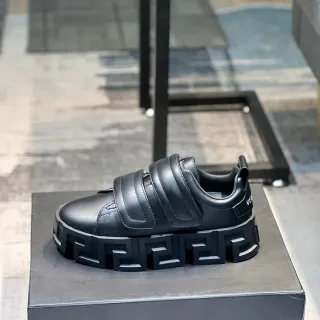 Versace Black Chunky Platform Sole Triple Velcro Straps Lifestyle Sneakers