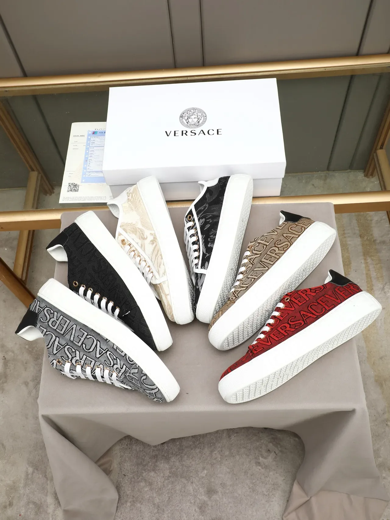 Versace Black White Jacquard Logo Textile Upper Greek Key Midsole Lifestyle Sneakers 2
