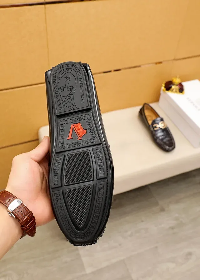 Versace Chain Reaction Black Croc-Embossed Leather Loafers 2
