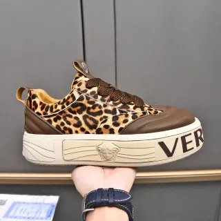 Versace Chain Reaction Leopard Print Brown Lifestyle Sneakers