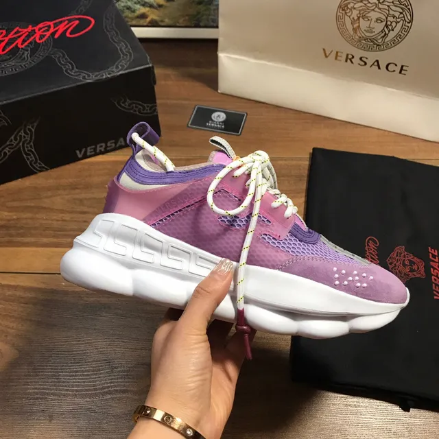 Versace Chain Reaction Purple and White Chunky Sneakers 4
