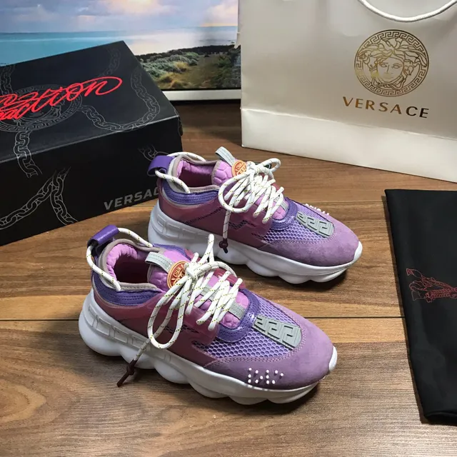 Versace Chain Reaction Purple and White Chunky Sneakers 5