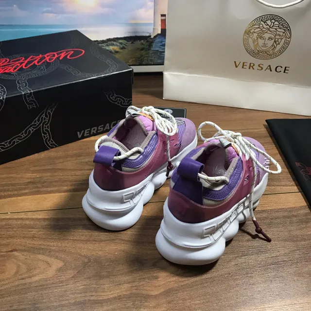 Versace Chain Reaction Purple and White Chunky Sneakers 6