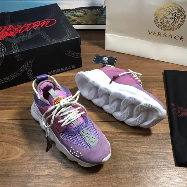 Versace Chain Reaction Purple and White Chunky Sneakers 7