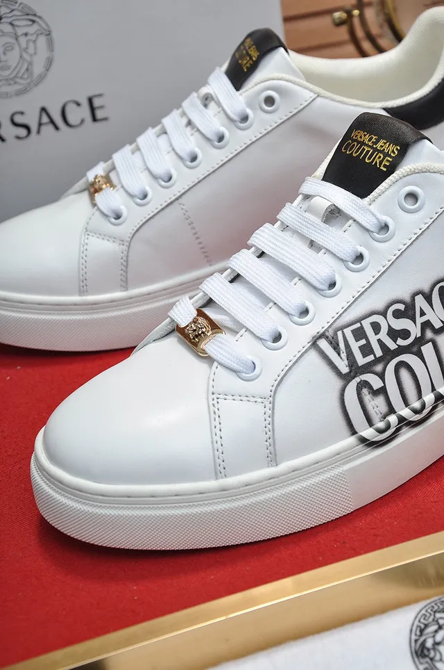 Versace Chain Reaction أحذية رياضية أسلوب حياة أبيض وأسود جلد 2