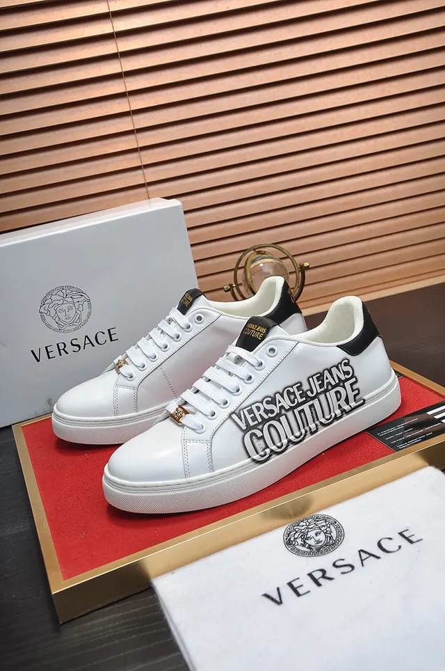Versace Chain Reaction أحذية رياضية أسلوب حياة أبيض وأسود جلد 8