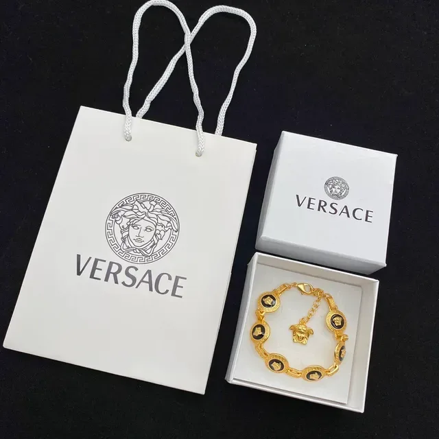 سوار Versace ذهبي أسود معدني مينا رؤوس ميدوزا 2