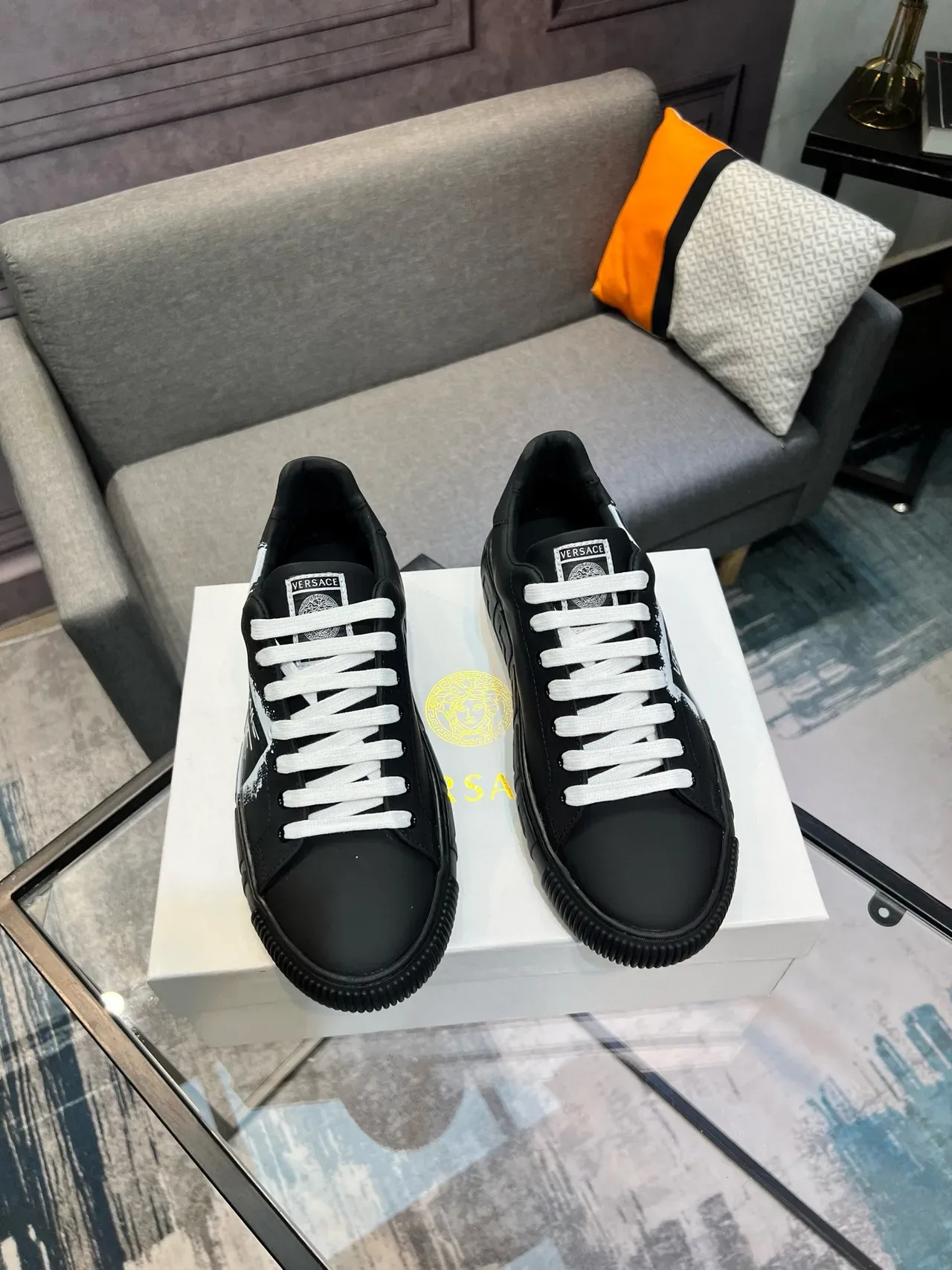 Versace Jeans Couture Graffiti Print Black Lifestyle Sneakers 6