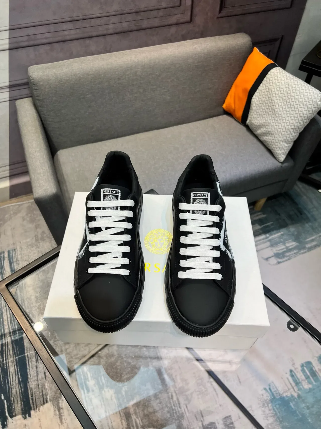 Versace Jeans Couture Graffiti Print Black Lifestyle Sneakers 8