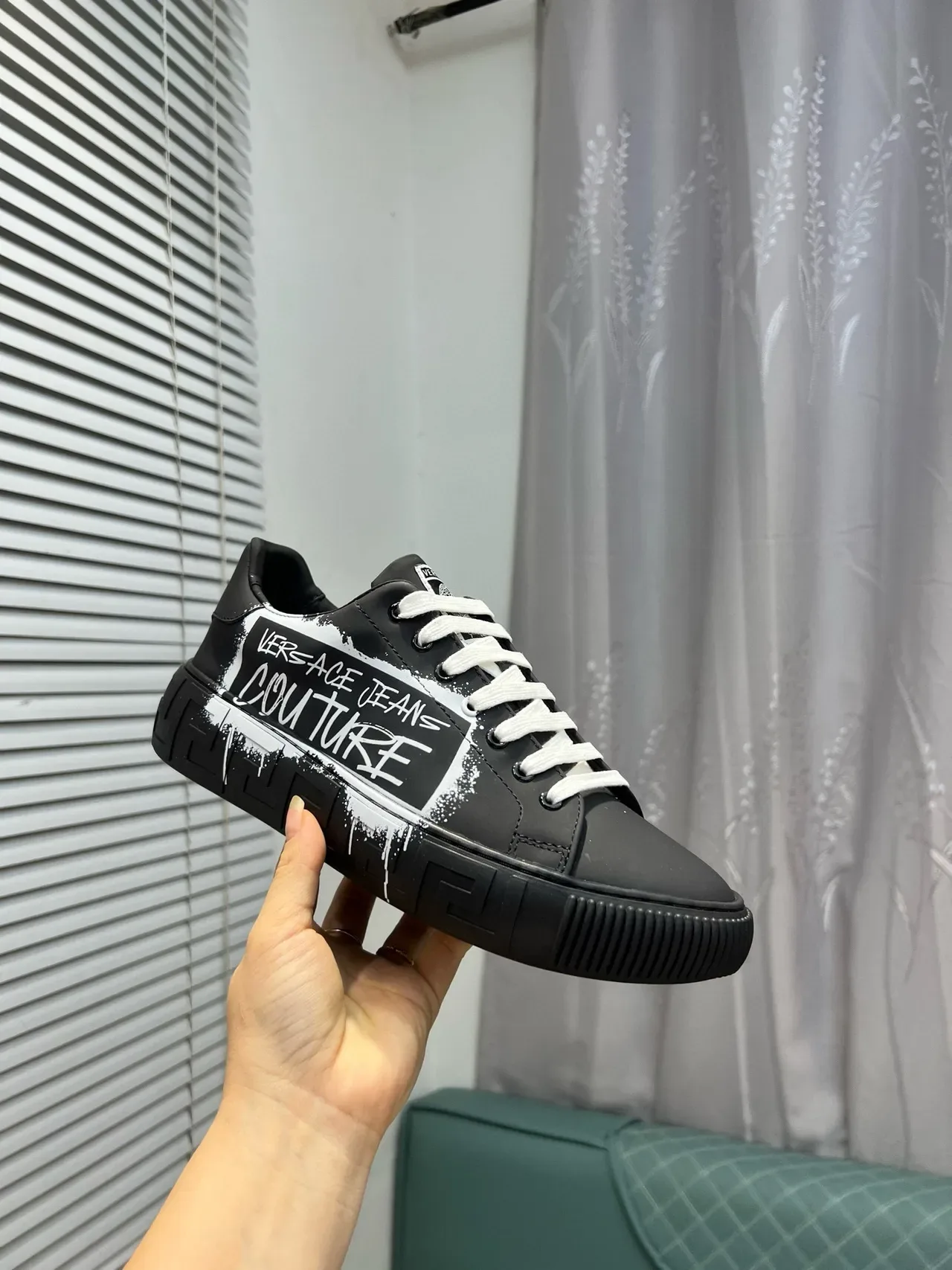 Versace Jeans Couture Graffiti Print Black Lifestyle Sneakers 9